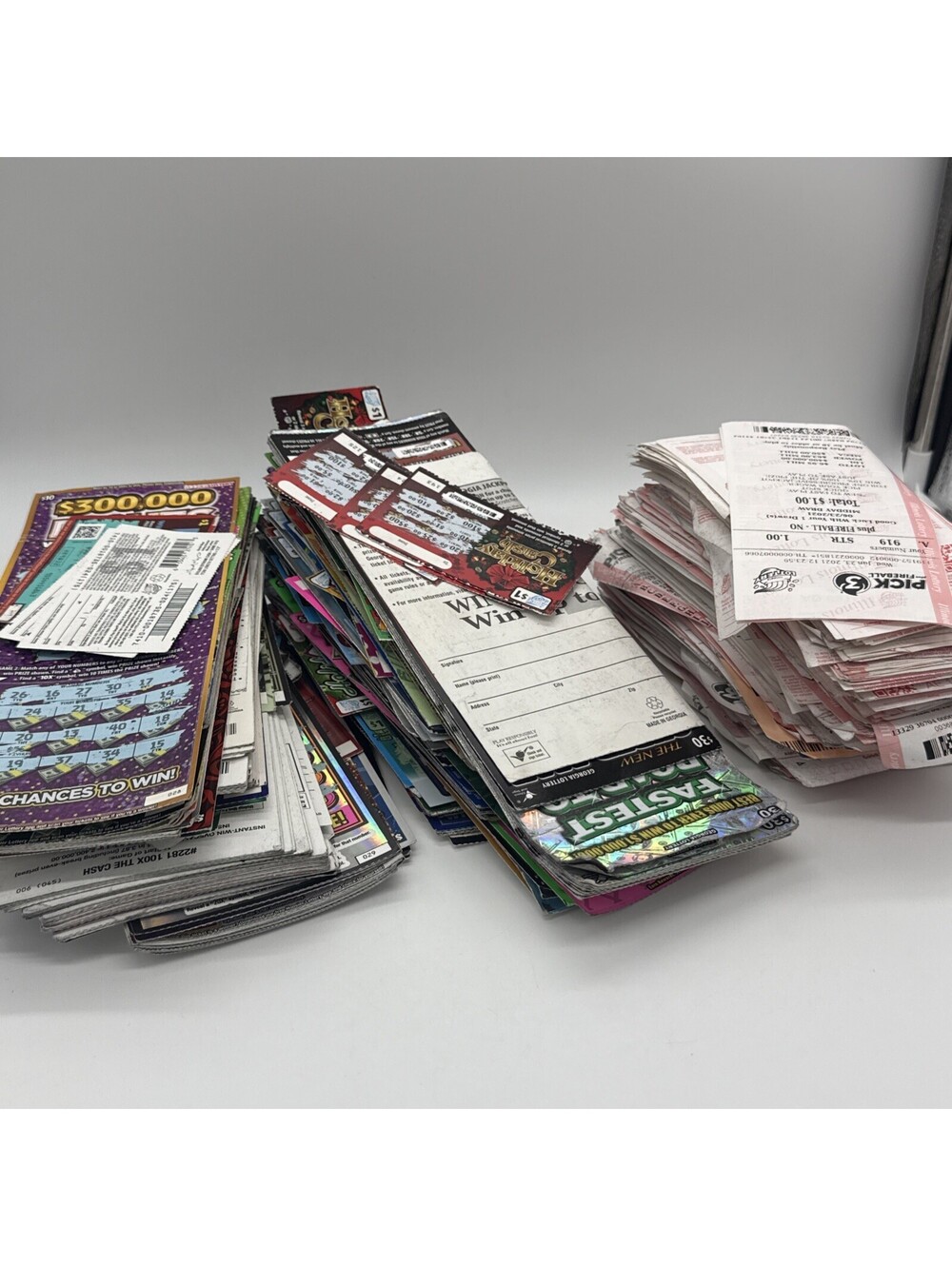 Huge Bulk Lot $3500+ Face Value Losing Scratch Off Lottery Tickets Pick 3 Slips